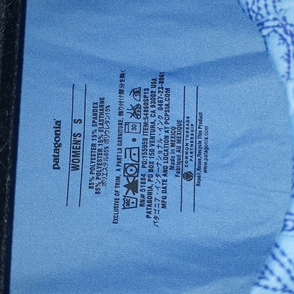 Patagonia Women's Blue Paisley Print Bandha Ruched Tank Top Shirt Active Small - Picture 3 of 8